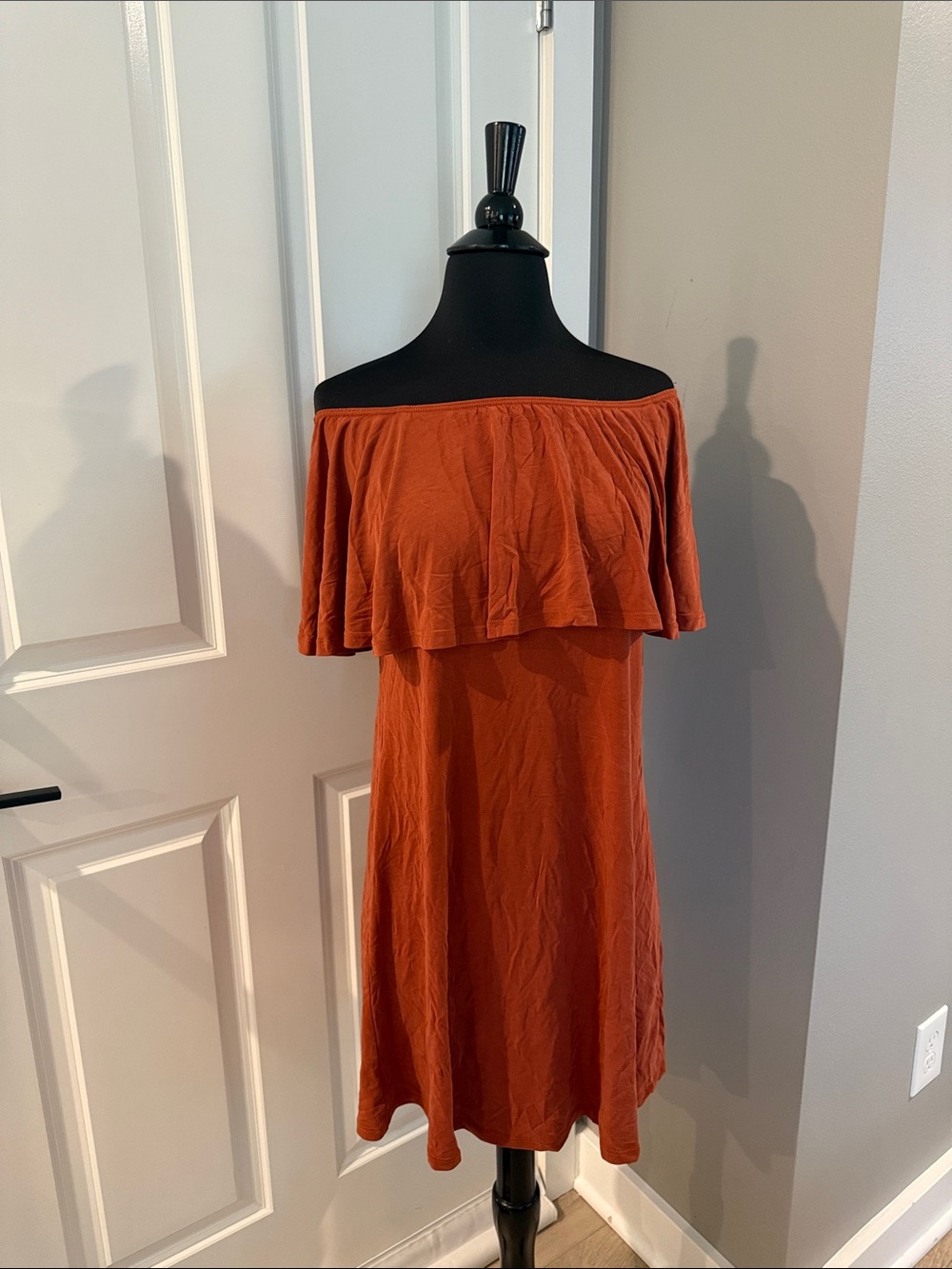 bp Off-Shoulder Ruffle Dress in Rust